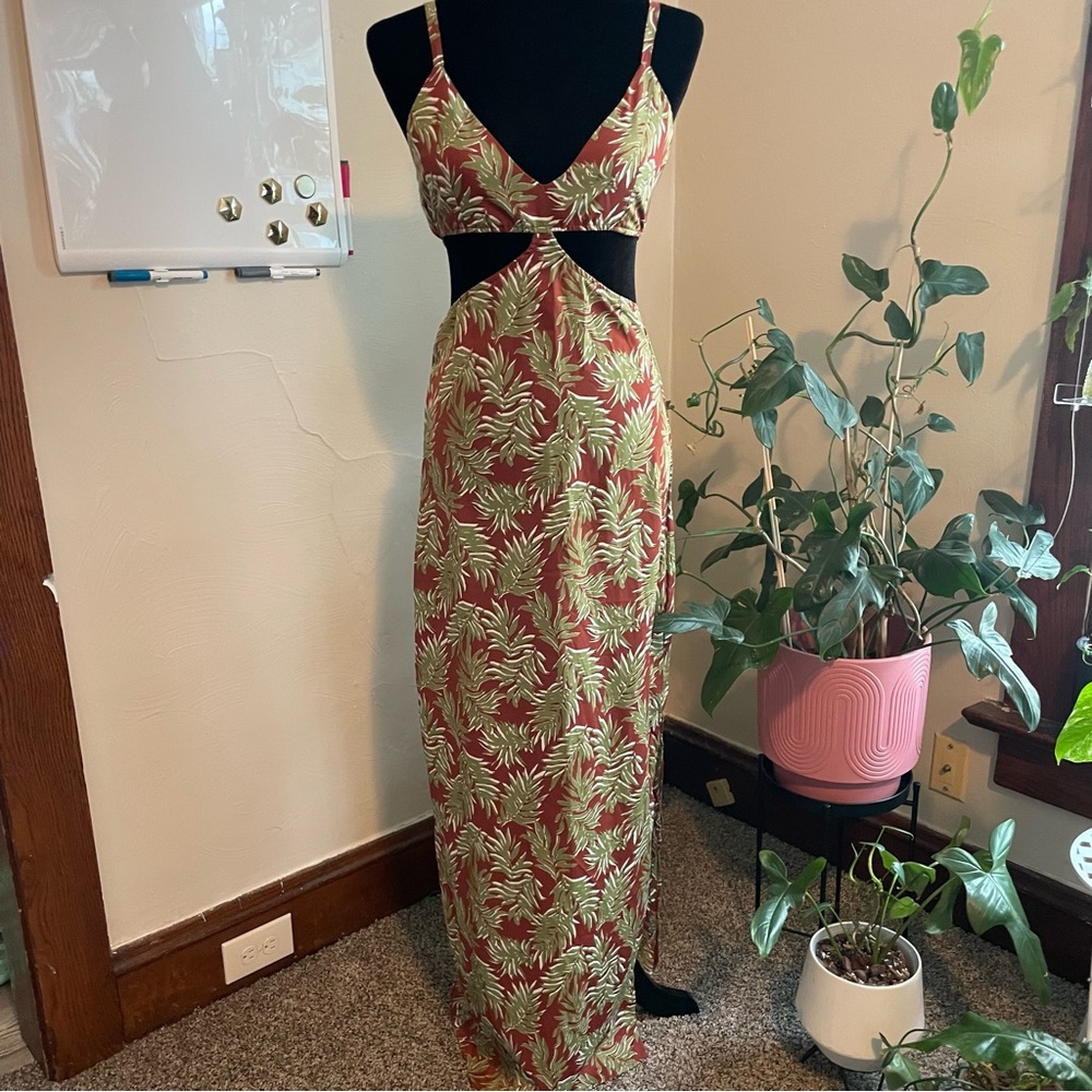 Nasty Gal Palm Print Maxi Dress 0